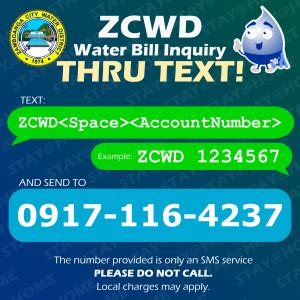 ZCWD WATER BILL INQUIRY THRU SMS (TEXT).